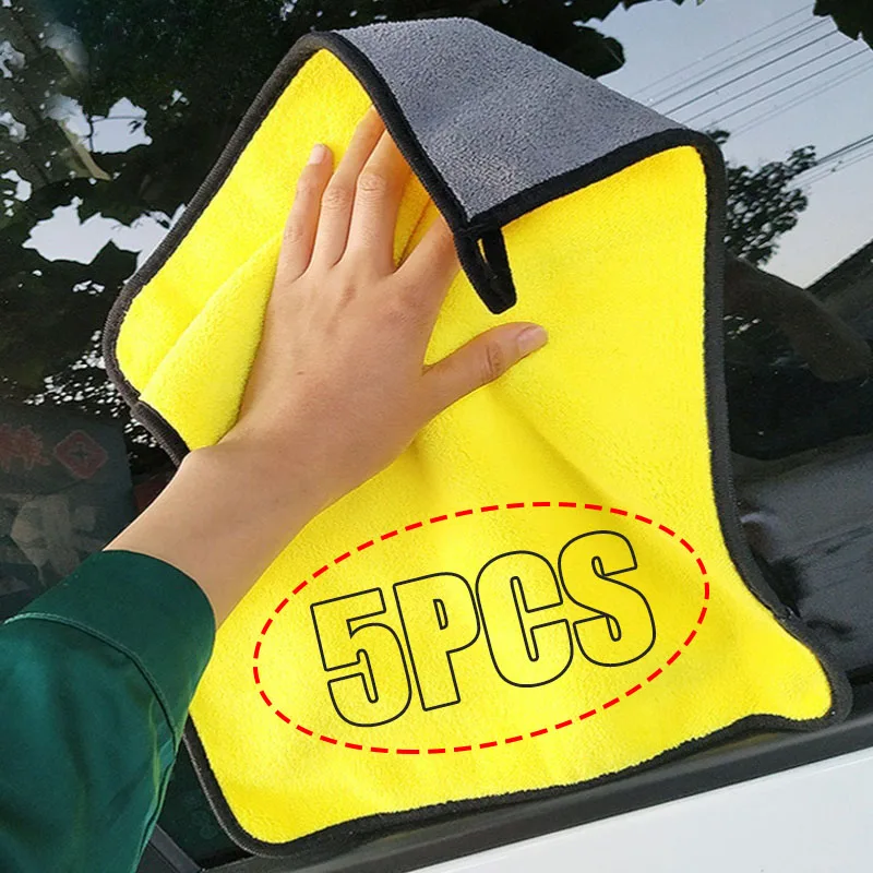 Microfiber Towel Detailing - 1/5PCS Verdikte Auto Wassen Handdoek Dubbellaags